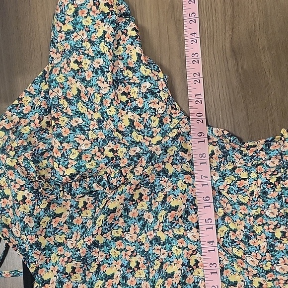 Topshop Floral Open Back Frill Puff Sleeve Midi Dress-Size 14 - Picture 16 of 17